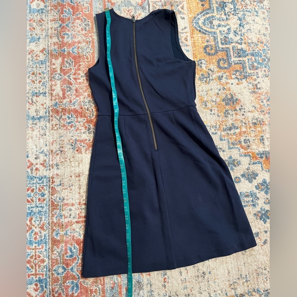 Jcrew navy blue faux-wrap textured dress - Picture 6 of 7